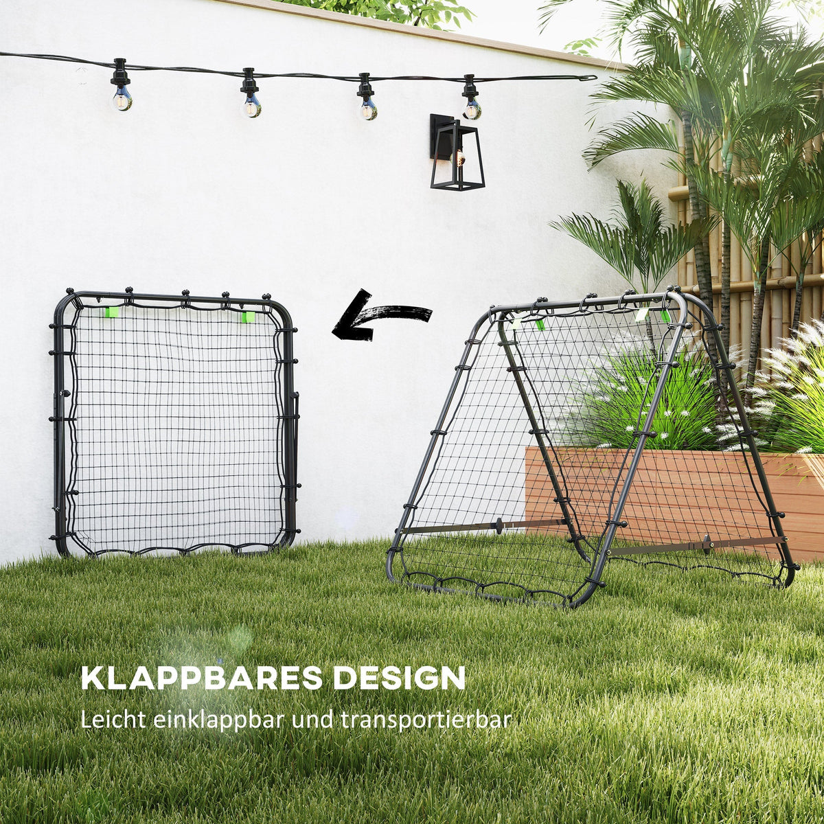 Football Rebounder Double-Sided Adjustable in 5 Levels Steel Black