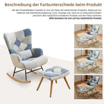 Rocking Recliner with Footstool and Upholstered Armchair, Patchwork Houndstooth Pattern