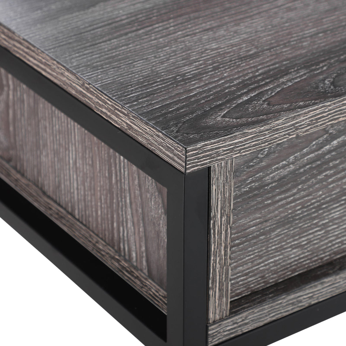 Console Table with 2 Drawers, Lower Shelf, Steel Grey
