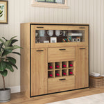 Sideboard, Elegant Wine Cabinet with Double Doors, Glass Shelf & Wine Holder
