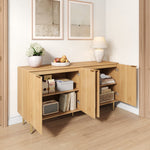 Modern Sideboard with 4 Doors and Adjustable Shelves, Natural Wood Look