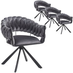 Dining Chair Set of 4, Modern Velvet Ergonomic Vanity Metal Legs, Grey
