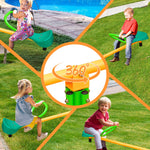 Kids Seesaw Outdoor Teeter Board Non-Slip Handle, Green Yellow