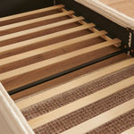 Single Bed 90x200cm, Eucalyptus Wood Frame, Corduroy Cover, Beige