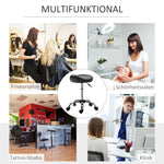 Rolling Stool Height Adjustable Work Stool, Rotatable Faux Leather Black
