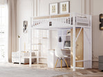 Metal Loft Bed, 90x200cm, Safety Rail with Window & Ladder, White