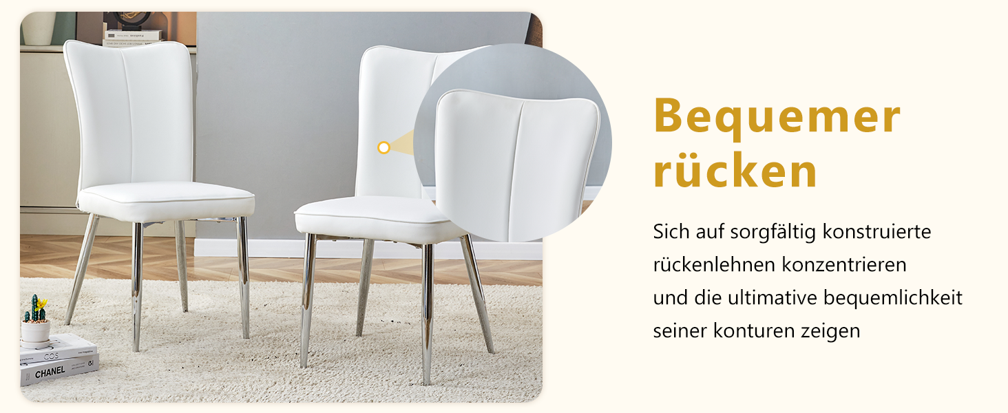 2x Modern Dining Chairs PU Leather Silver Metal Legs White