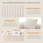 Compact Modular Sofa with Side Pocket, Cup Holder & 3 Cushions - Corduroy Beige