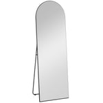 Full-Length Mirror with Stand, Arched Design, Shatterproof, Black