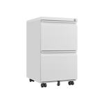 Mobile File Cabinet 2-Drawer with Lock Legal/Letter Size Steel - White