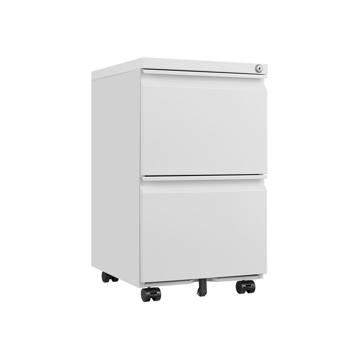 Mobile File Cabinet 2-Drawer with Lock Legal/Letter Size Steel - White