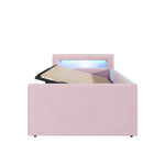Upholstered Children's Bed with LED, USB Charging and Hydraulic Storage, 90x200cm Velvet
