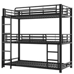 Triple Bunk Bed 90x200cm Metal for Children & Adults, Black