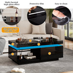 Coffee Table LED Lighting Drawer 100x50x40.3cm High-Gloss
