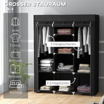 Fabric Wardrobe, Clothes Rail 8 Levels, Space-Saving, Black