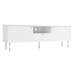 TV Cabinet with Open Compartments, Drawers, Soft-Close Hinges, Lacquered Textured Surface
