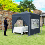 Pavilion Pop-up Folding 2.5x2.5m Water-Repellent UV 50+ with 4 Side Panels, Dark Blue