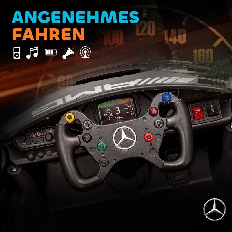 Mercedes Electric Ride-On Car with 12V Battery and LED Lights, Black