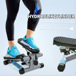 Mini Stepper 2-in-1 with Power Ropes, Up-Down Swing, LCD Display, Gray