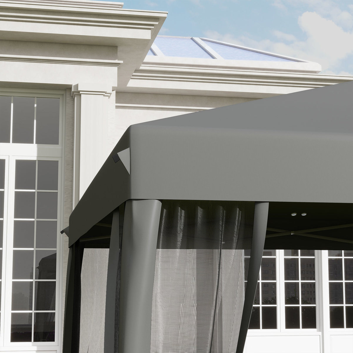 Folding Pavilion/Tent 3x3m Side Walls Carrying Bag Metal Oxford Light Grey/Black