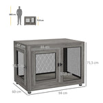 Dog Cage, 2 Doors, Washable Cushion, Adjustable Feet, Grey