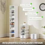 Shoe Boxes Stackable Foldable 8 Piece with Transparent Doors White