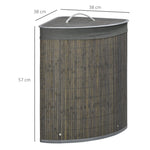 Laundry Basket 55L with Lid and Removable Bag, Grey Bamboo
