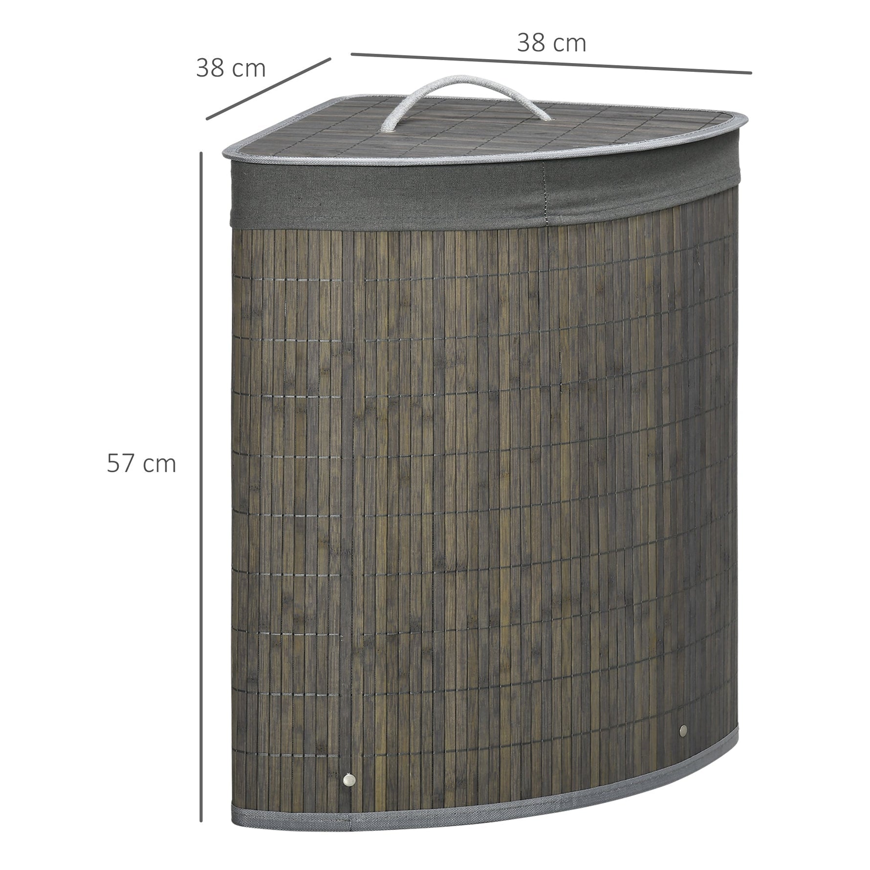 Laundry Basket 55L with Lid and Removable Bag, Grey Bamboo