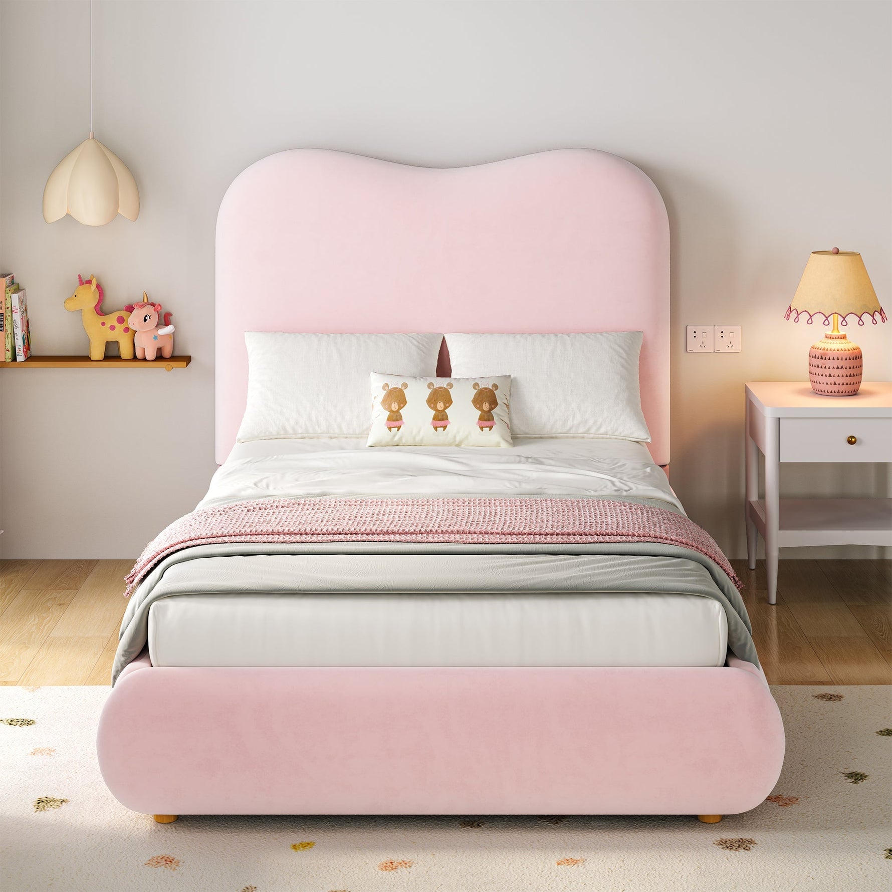 Upholstered Single Bed 90x200cm Hydraulic Storage Slatted Base - Velvet Pink