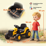 Children's Ride-On Construction Vehicle with Remote Control and Bluetooth, Yellow
