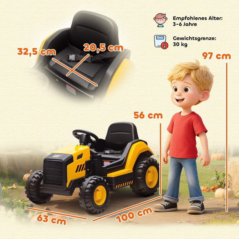 Children's Ride-On Construction Vehicle with Remote Control and Bluetooth, Yellow