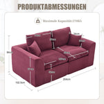 Two-seater Sofa Modern Minimalist Nordic with Cushions - Fabric