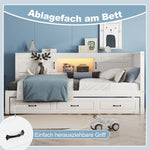 Sofa Bed Daybed with LED Lights, Pull-Out Bed and USB Charging, White