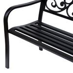 Garden Bench 3-Seater Steel with Cast Iron Armrests, Black