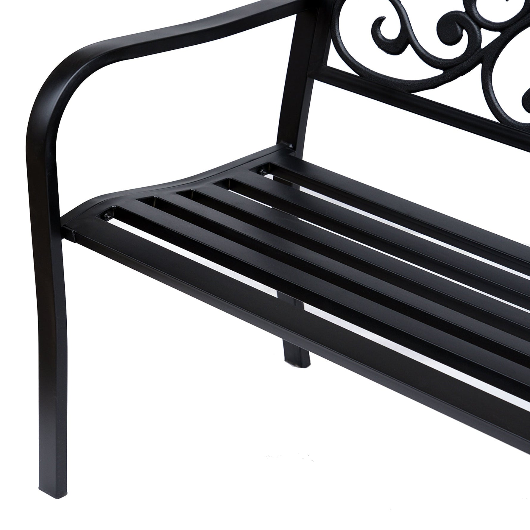 Garden Bench 3-Seater Steel with Cast Iron Armrests, Black