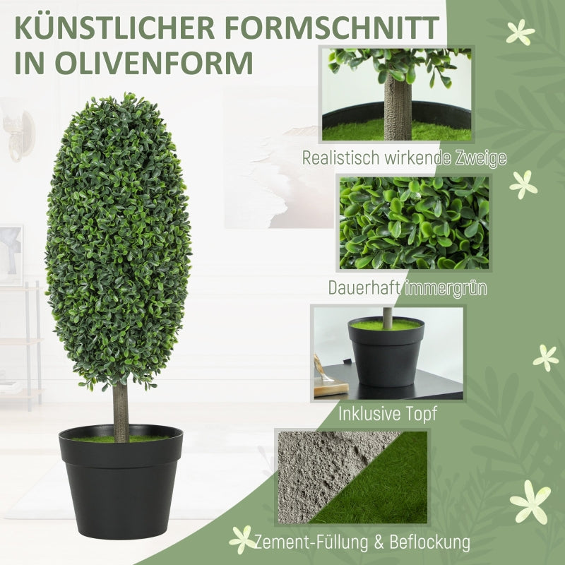 Artificial Plants, UV-resistant Trees with Pots, Plastic, Cement, Green