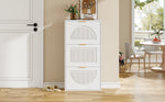 Narrow Shoe Cabinet 3 Doors 60x24x114cm - White