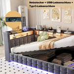 Upholstered Bed Set 180x200cm with Storage & Tables, Beige Velvet