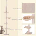 Cat Tree, Height Adjustable Climbing, Sturdy, Beige