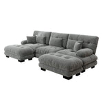 Luxury Modular Corner Sofa, Oversized U-shaped Cloud with Ottoman, Chenille Grey