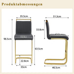 Bar Stools Set of 2 Nordic Style Gold Metal Legs - Black Faux Leather
