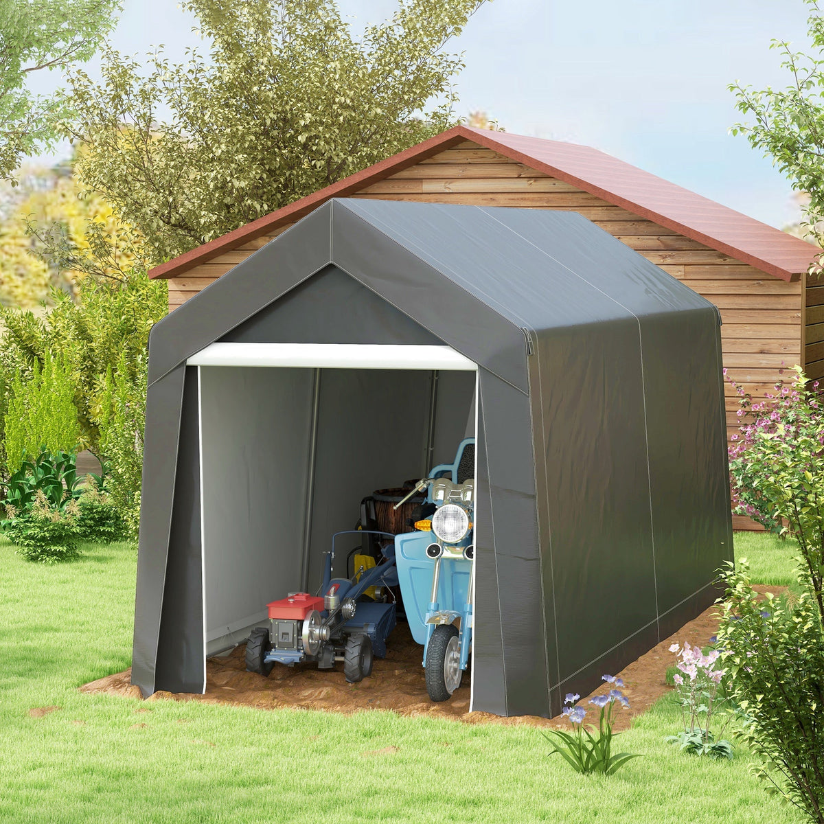 Garage Tent 2.1x3.6m Storage UV Protection Water-Repellent, Dark Grey
