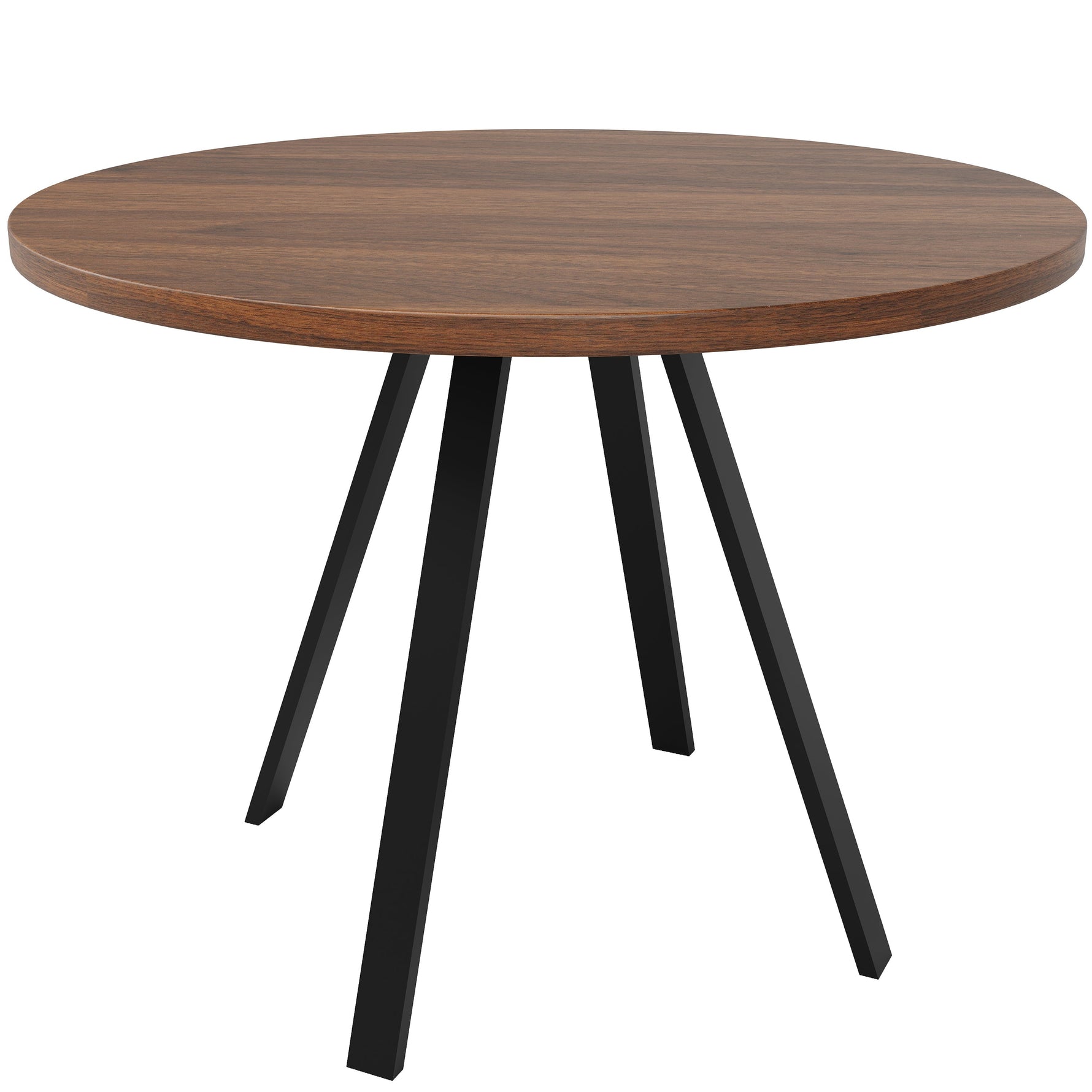 Dining Set 5-Piece Round Table 80cm 4 Chairs Velvet - Walnut/Black
