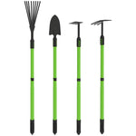 Garden Tool Set, 4 Pieces, Shovel, Hoe, Rake, Fir Wood
