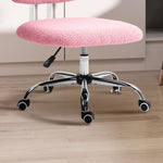 Ergonomic Office Chair, Height Adjustable Armless Swivel, Velvet Pink