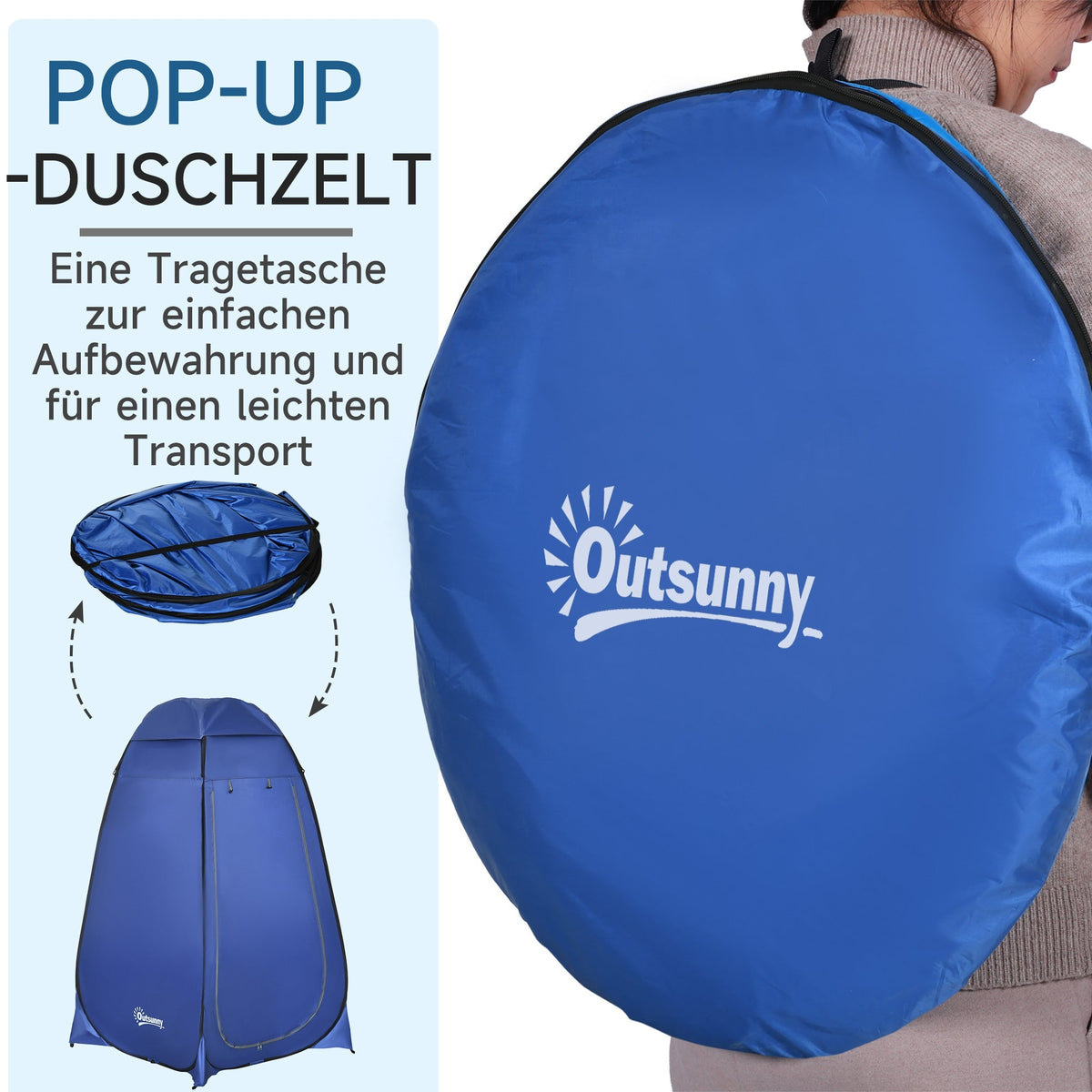 Pop-up Tent, 120x120x190 cm Mobile Camping Shower Changing Cubicle, Polyester Dark Blue