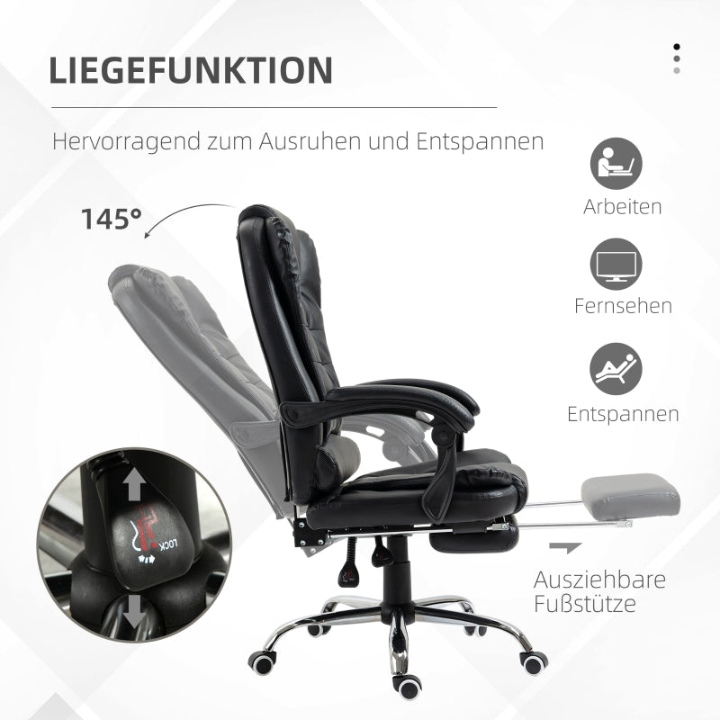Office Chair, Footrest Desk Chair, Adjustable Backrest, Height Adjustable, Black
