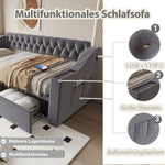Upholstered Sofa Bed with USB Port and Storage Drawers, Dark Grey Velvet