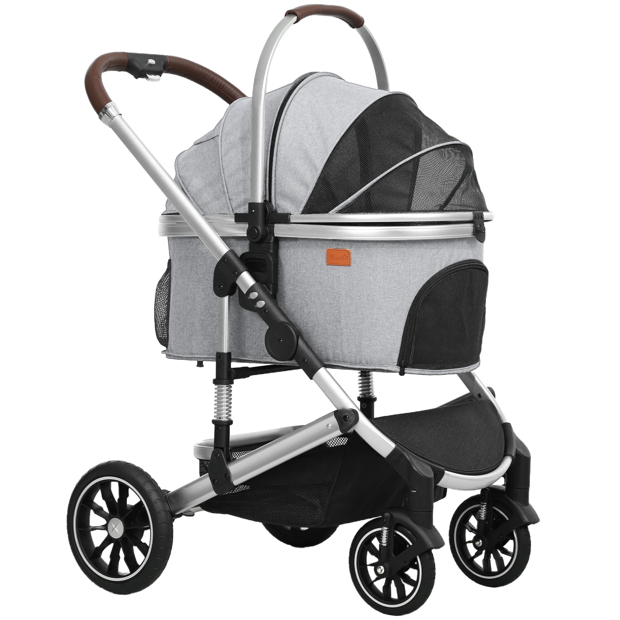 Dog Stroller 3-in-1 Foldable 10 kg Light Grey