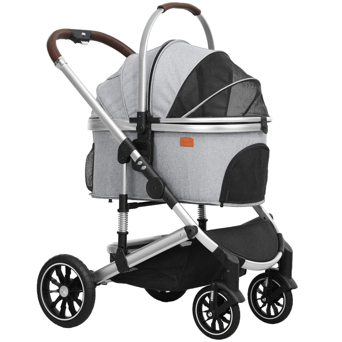 Dog Stroller 3-in-1 Foldable 10 kg Light Grey
